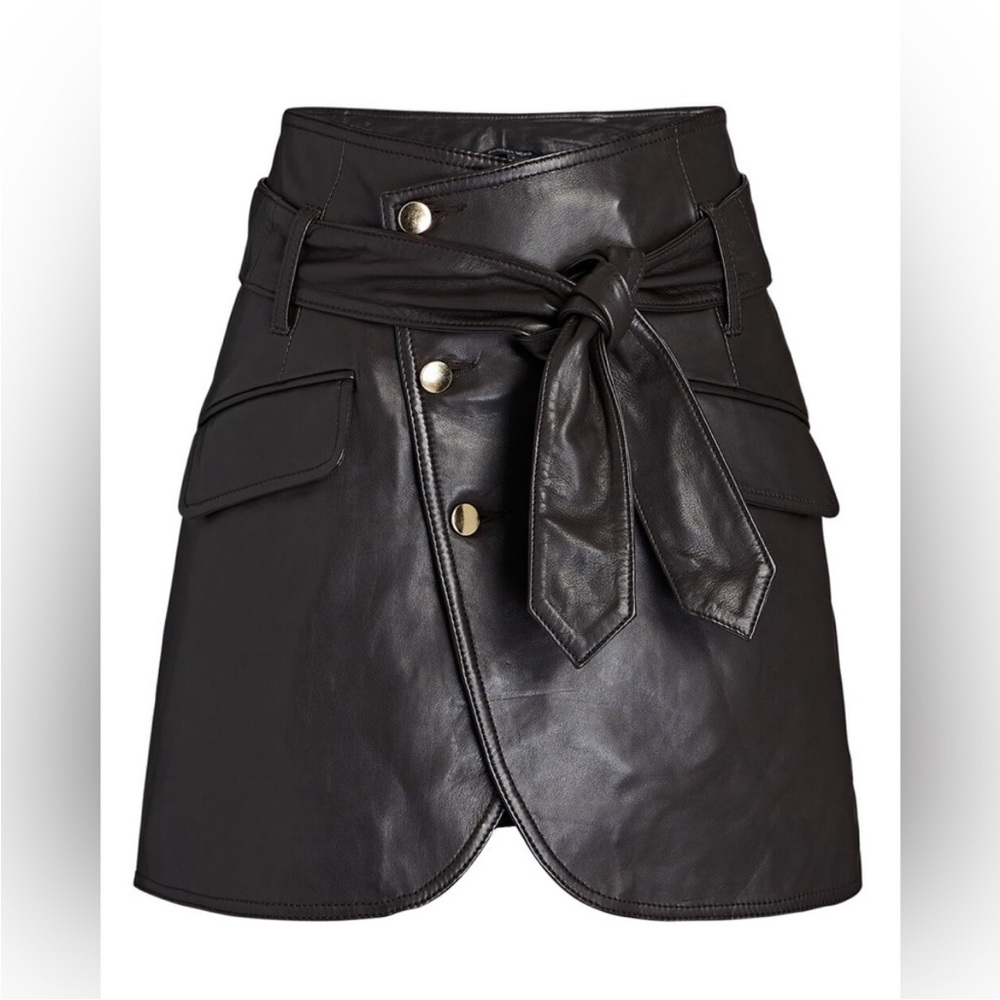 Marissa Webb Katerina Chocolate Leather Skirt